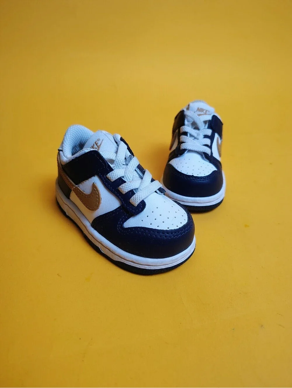 Nike Dunk Low TD Midnight Navy Wheat Toddler Size 5C Shoes FB9107-111 Blue White